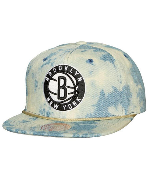 Men's Denim Brooklyn Nets Acid Wash Snapback Hat