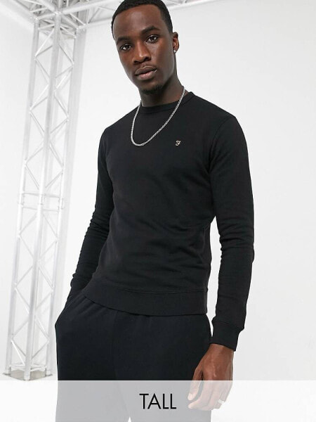 Farah Tim tall crew neck sweat in black - BLACK