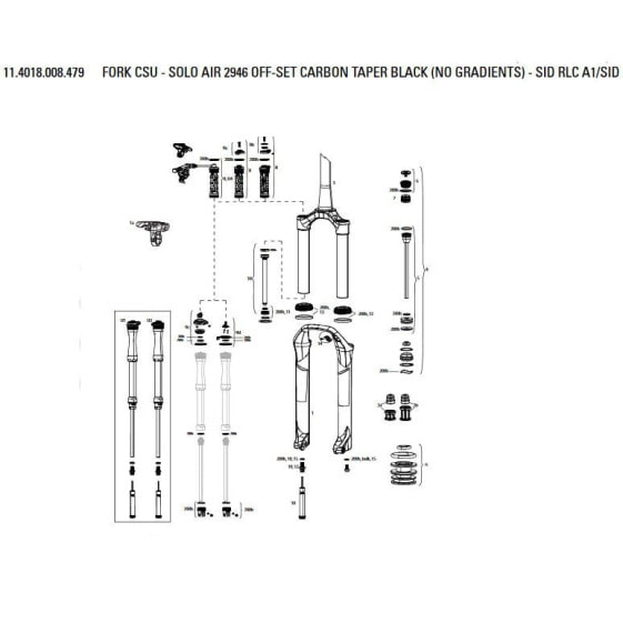 ROCKSHOX Crown/Steerer/Uppertube Solo Air Carbon For SID RLC A1/SID XX/RL B1