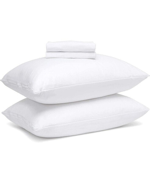 Breathable Microfiber Pillow Protector with Zipper – White (4 Pack)