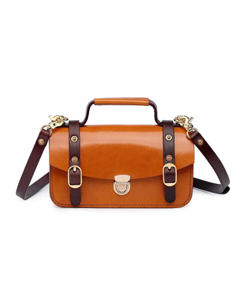 Women's Genuine Leather Snapper Crossbody