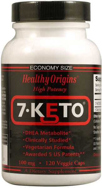 Healthy Origins 7-Keto DHEA Metabolite Пищевая добавка с  ДГЭА-дегидроэпиандростерона для поддержки гормонального фона 100 мг 120 вегетарианских капсулы