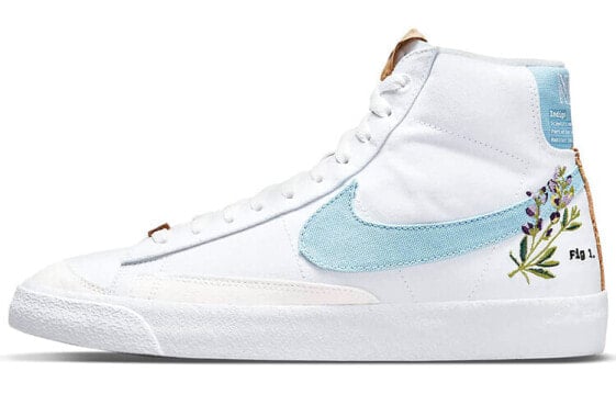 Nike Blazer Mid 77 "Indigo" 刺绣花卉 中帮 板鞋 男女同款 白蓝 / Кроссовки Nike Blazer Mid CI1166-100