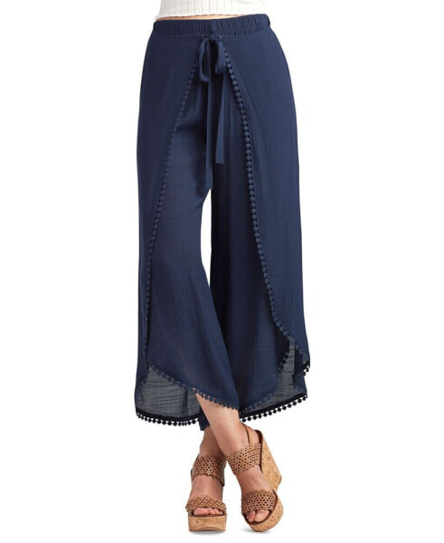 Juniors' Tie-Front Gauze Cropped Pants