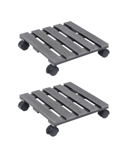 Plant Trolleys 2 pcs Gray 11.8"x11.8"x3" WPC