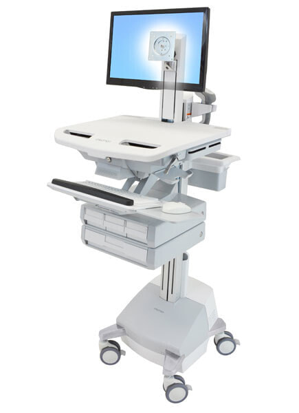 Ergotron StyleView - Multimedia cart - Aluminium - Grey - White - Aluminium - Plastic - Zinc steel - Flat panel - 17.3 kg - 61 cm (24")