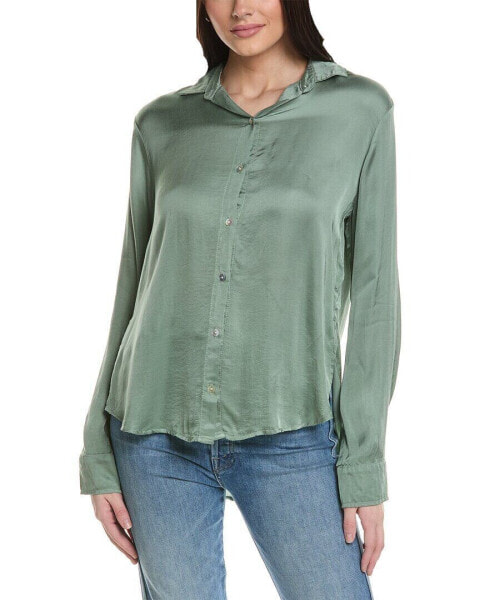 Bella Dahl Side Slit Button-Down Shirt Women's Green S