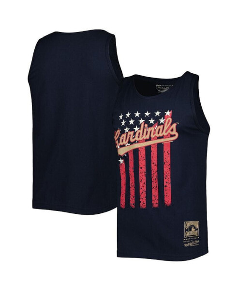Men's Navy St. Louis Cardinals Cooperstown Collection Stars and Stripes Tank Top