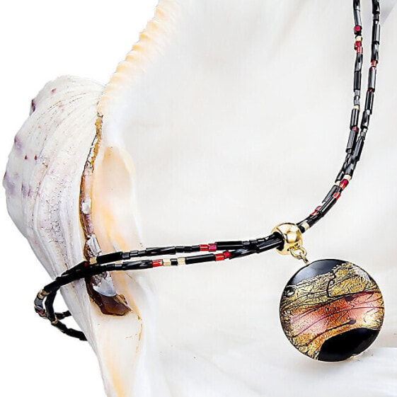 Mysterious women´s Mystery necklace with Lampglas pearl with 24 carat gold NP18