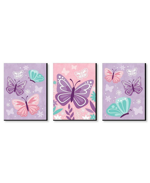 Beautiful Butterfly Nursery Wall Art Kids Room Decor 7.5 x 10 in Set of 3 Prints