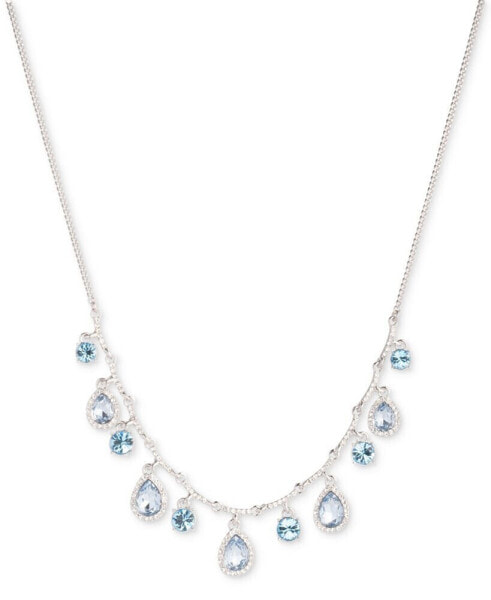 Silver-Tone Crystal Frontal Necklace, 16" + 3" extender