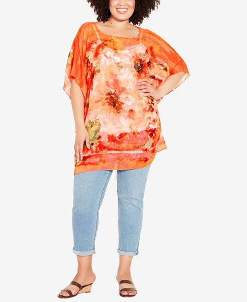 Plus Size Watercolor Poncho Shirt Top