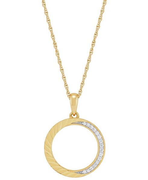 Diamond Circle Pendant Necklace (1/10 ct. t.w.) in 14k Gold-Plated Sterling Silver, 16" + 2" extender