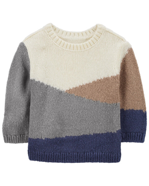 Baby Colorblock Mohair-Like Sweater NB