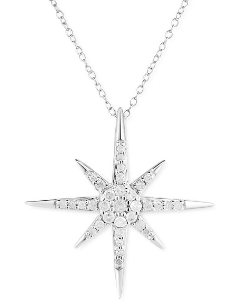 Diamond Star 18" Pendant Necklace (1/5 ct. t.w.) in Sterling Silver