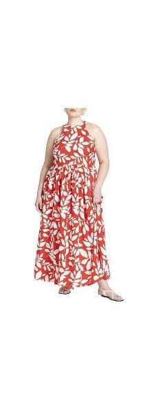 Plus Size Printed Flare Skirt Maxi Dress