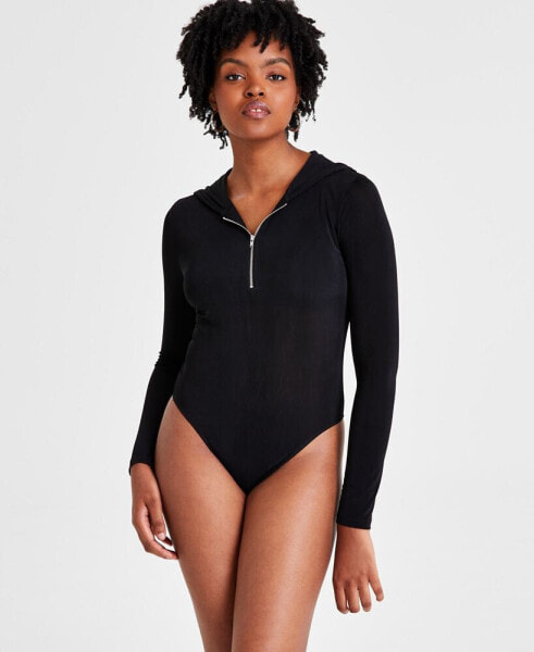 Women's Zip-Front Hoodie Bodysuit, Created for Macy's