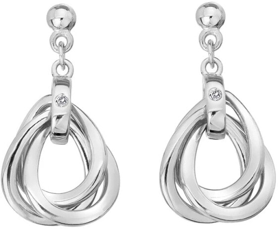 Amazing silver earrings with diamonds Trio DE644