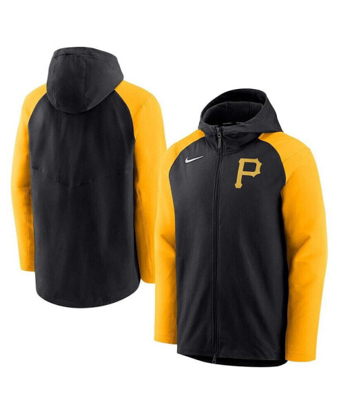 Men's Black and Gold Pittsburgh Pirates Authentic Collection Full-Zip Hoodie Performance Jacket