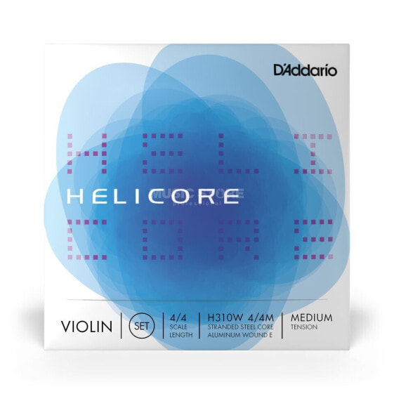 D'Addario Orchestral Violin Strings Helicore H310W- 4/4M, Medium Tension, Alu. E