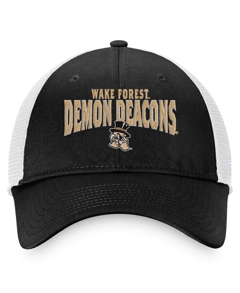 Men's Black, White Wake Forest Demon Deacons Breakout Trucker Snapback Hat