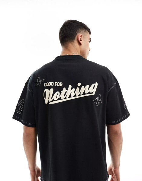 Good For Nothing contrast stitch t-shirt in black