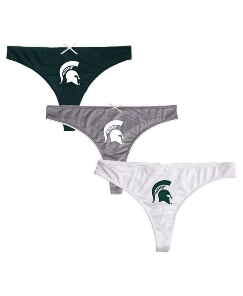Women's Green, Charcoal, White Michigan State Spartans Arctic Three-Pack Thong Underwear Set