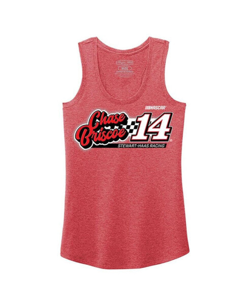 Women's Heather Red Chase Briscoe 2023 #14 Finish Line Tri-Blend Racerback Tank Top