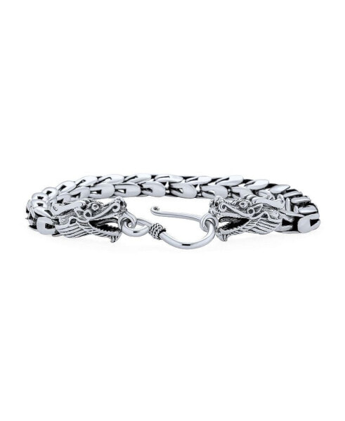 Dragon Bracelet Head Dragons Scales Chain For Women Sterling Silver Eye Hook Clasp 8 Inch