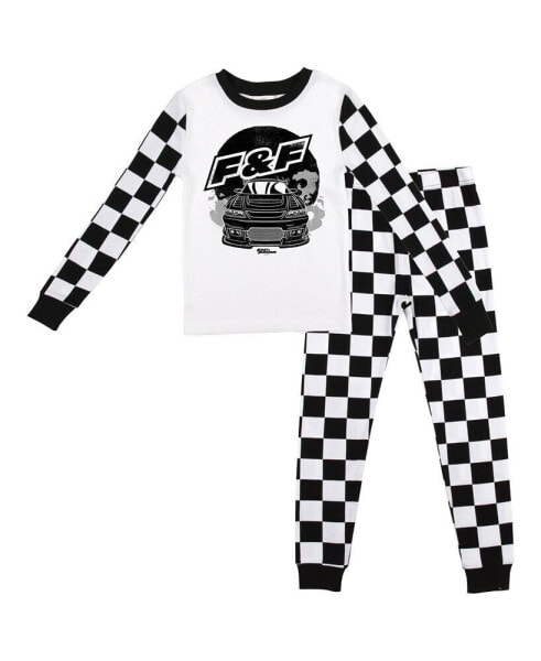 Little Boys The Youth Long Sleeve Pajama Set With Checkerboard Design