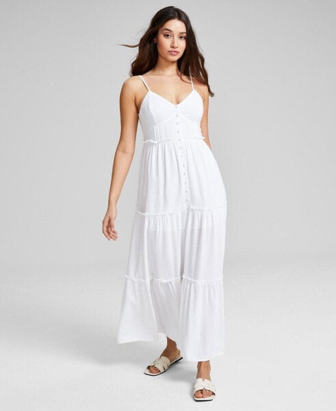 Women's Linen-Blend Button-Front Maxi Dress, Created for Macy's