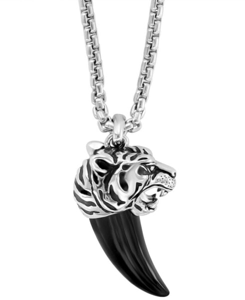 EFFY® Men's Onyx Claw Tiger 22" Pendant Necklace in Sterling Silver