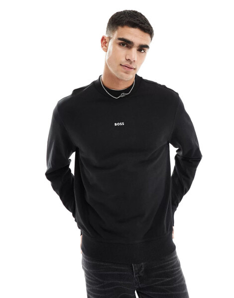 BOSS Orange Wesmall logo crewneck sweatshirt in black