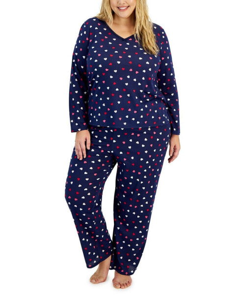 Plus Size 2-Pc. Cotton Printed Pajamas Set, Created for Macy's