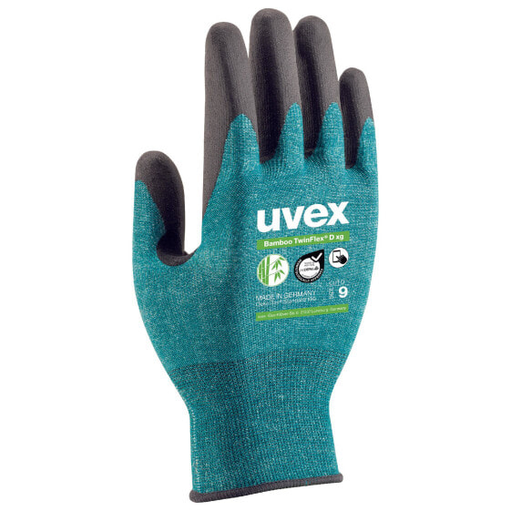 Защитные перчатки фабричные черно-зеленые Uvex 60090
