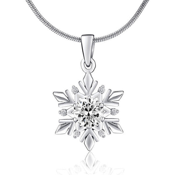 Silver pendant Snowflake with Swarovski zircons JJJP0811