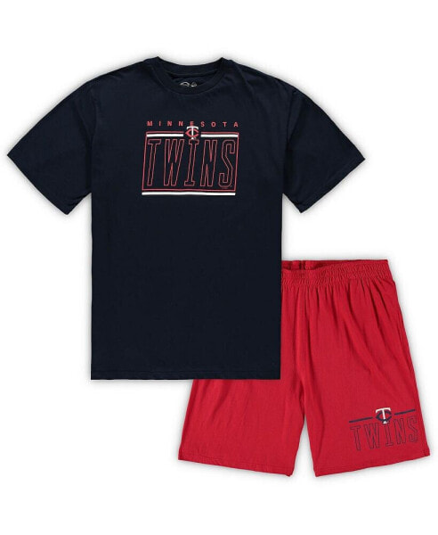 Men's Navy, Red Minnesota Twins Big and Tall T-Shirt and Shorts Sleep Set