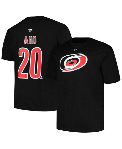 Men's Sebastian Aho Black Carolina Hurricanes Big and Tall Name and Number T-shirt