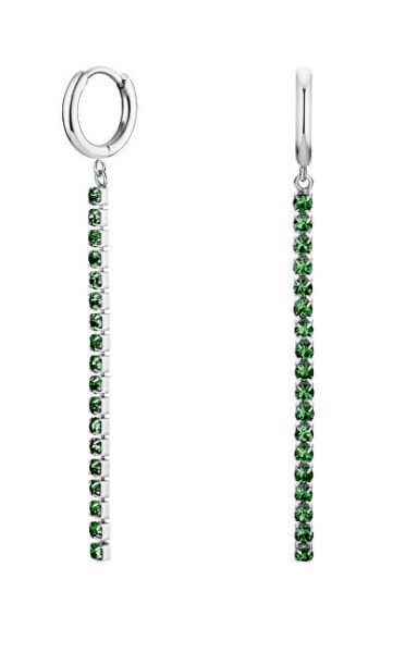 Charming steel earrings with green crystals Tennis JETES-J926