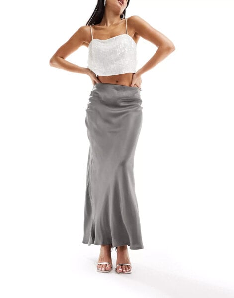 Nobody's Child satin maxi skirt in silver