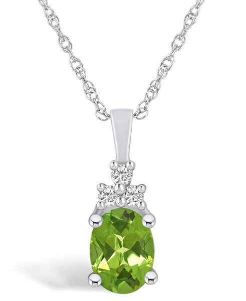 Peridot (1-1/3 Ct. T.W.) and Diamond (1/10 Ct. T.W.) Pendant Necklace in 14K White Gold