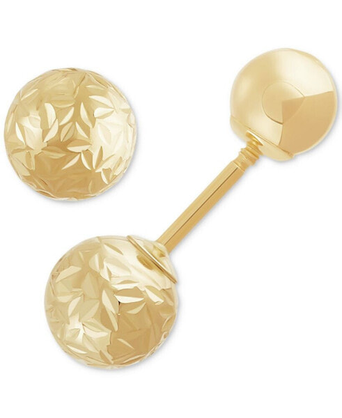 Polished & Textured Front & Back Stud Earrings in 14k Gold, Created for Macy's