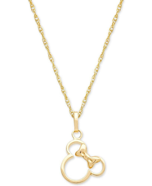 Children's Minnie Mouse Silhouette 15" Pendant Necklace in 14k Gold