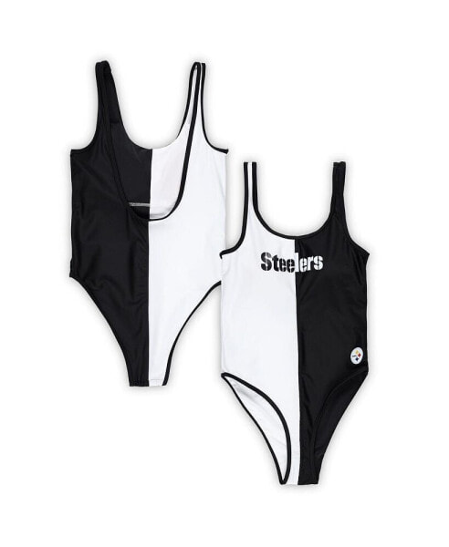 Women's Black, White Pittsburgh Steelers Last Stand One-Piece Swimsuit