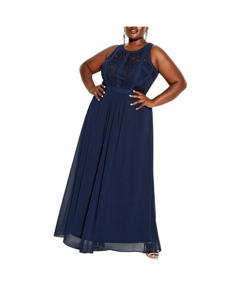 Plus Size Paneled Bodice Maxi Dress