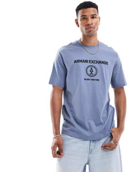 Armani Exchange double logo t-shirt in blue