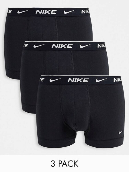 Nike 3 pack cotton stretch trunks in black