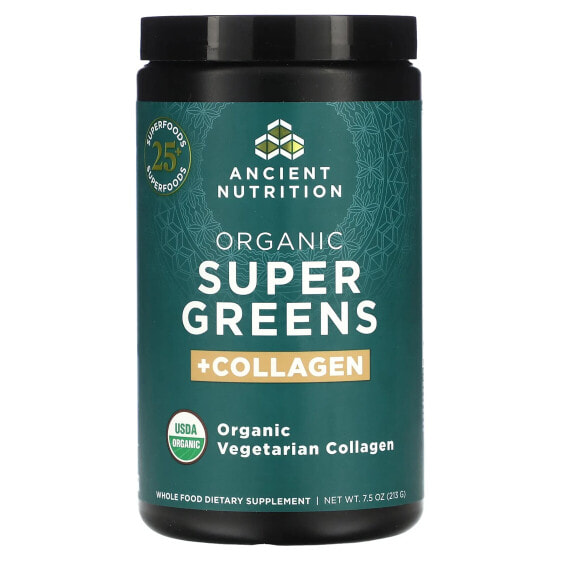 Зеленый органический коктейль с коллагеном Ancient Nutrition, 213 г