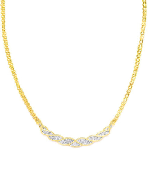 Macy's diamond Accent Swirl Frontal Necklace on Bizmark Chain in Gold-Plate or Rose-Gold Plate