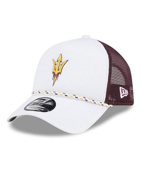 Men's White/Maroon Arizona State Sun Devils Court Sport Foam A-Frame 9FORTY Adjustable Trucker Hat